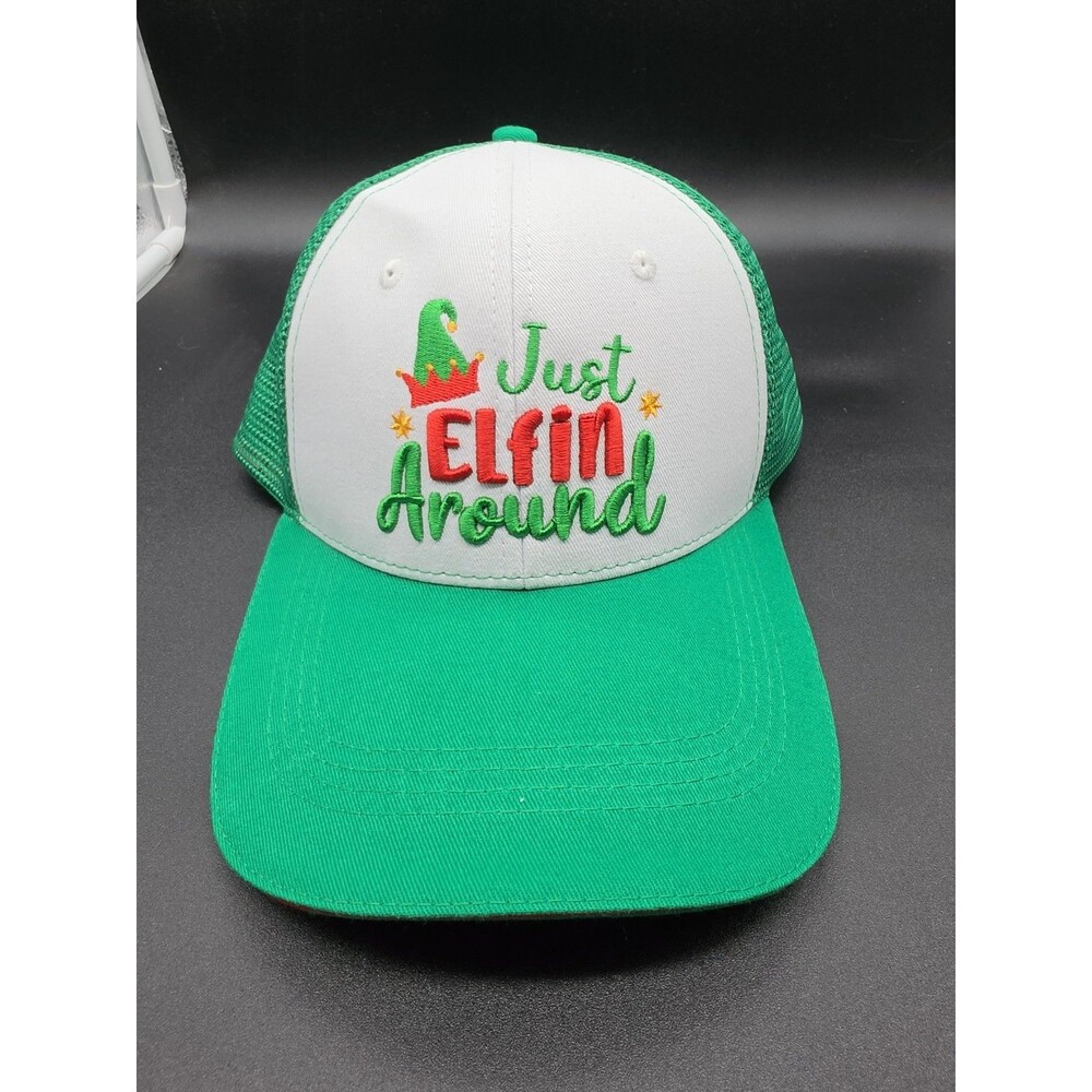 My Hat Guy Just Elfin Around Trucker Hat Snapback Cap Christmas Holiday NWOT